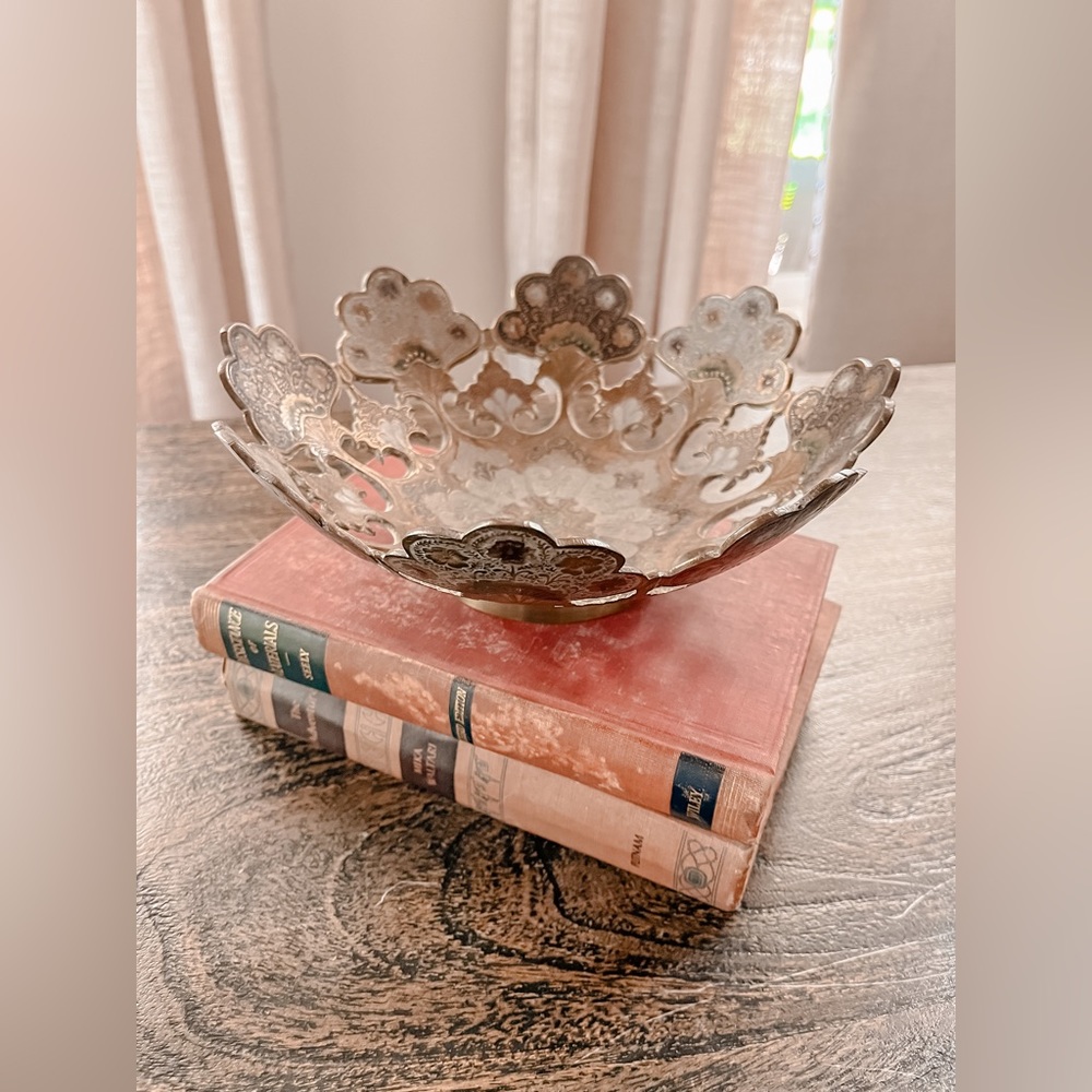 Vintage Ornate Brass Fruit Bowl Penco